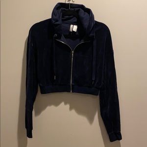Cropped Velour Zip Up